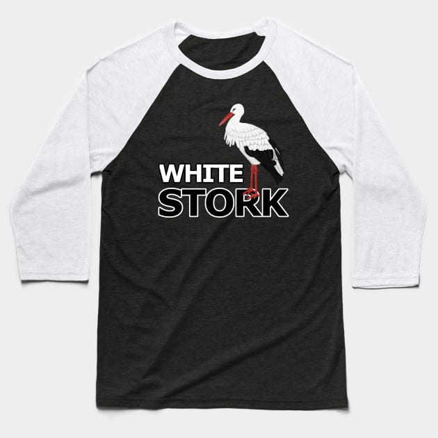 jz.birds White Stork Bird Watching Design Baseball T-Shirt by jzbirds